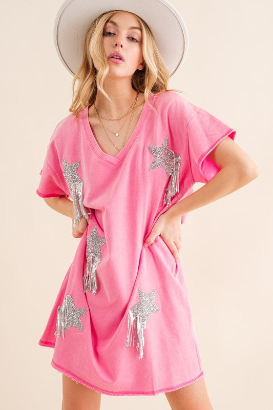 Mayte Star Studded Fringe Shirts Dress – Gigi's Fashion PR Mayte Star Studded Fringe Shirts Dress – Gigi's Fashion PR