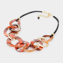 Load image into Gallery viewer, Celluloid Acetate Hammered Open Metal Oval Link Necklace