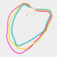 Load image into Gallery viewer, Colored Metal Chain Triple Layered Bib Necklace