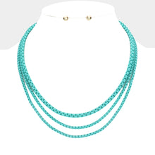 Load image into Gallery viewer, Colored Metal Chain Triple Layered Bib Necklace