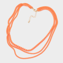 Load image into Gallery viewer, Colored Metal Chain Triple Layered Bib Necklace