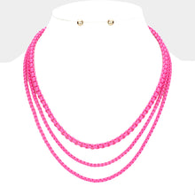 Load image into Gallery viewer, Colored Metal Chain Triple Layered Bib Necklace