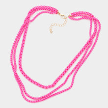 Load image into Gallery viewer, Colored Metal Chain Triple Layered Bib Necklace