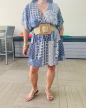 Load image into Gallery viewer, Patchwork Print Pocket Mini Dress