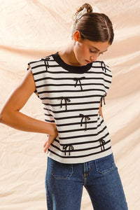 Ilia Bow Detail Striped Top