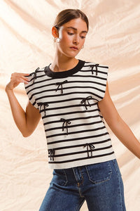 Ilia Bow Detail Striped Top