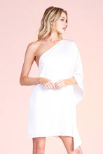 Load image into Gallery viewer, Celestina Hammered One Sleeve Draped Dress