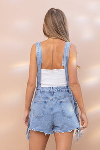 Fringe Studded Denim Overalls