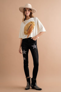 Football Fringe Graphic Top