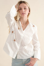 Load image into Gallery viewer, Angela Cotton Poplin Cut Out Star Studded Shirt