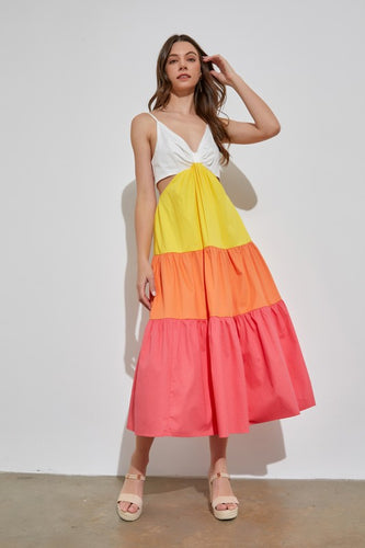 Patty Color Slit Maxi Dress