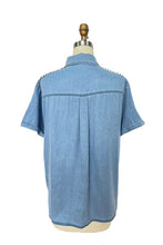 Load image into Gallery viewer, Rhinestones Fringe Button Down Denim Shirt