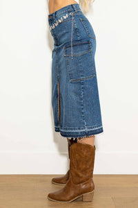 Jay Slit Cargo Denim Skirt