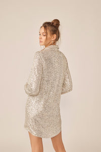 Donna Sequin Mini Shirt Dress