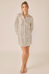 Donna Sequin Mini Shirt Dress