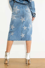 Load image into Gallery viewer, Rachel Star Born Rhinestone Denim Skirt