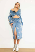 Load image into Gallery viewer, Rachel Star Born Rhinestone Denim Skirt