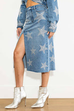 Load image into Gallery viewer, Rachel Star Born Rhinestone Denim Skirt