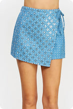 Load image into Gallery viewer, Irene Sequins Metallic Denim Skort