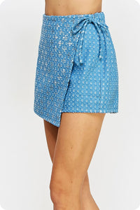 Irene Sequins Metallic Denim Skort