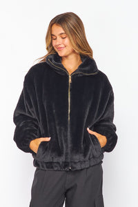 Nicole Bunny Faux Fur Collared Jacket