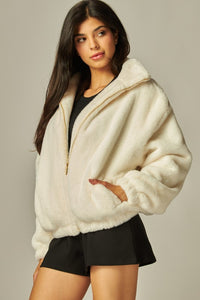 Silvy Bunny Faux Fur Collared Jacket