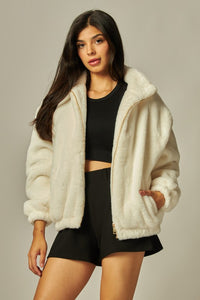 Silvy Bunny Faux Fur Collared Jacket