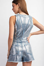 Load image into Gallery viewer, Leda Silver Foiled Denim Vest