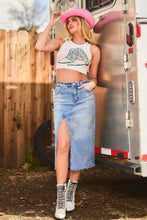 Load image into Gallery viewer, Rachel Star Born Rhinestone Denim Skirt