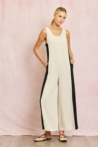 Olivia Linen Contrast Side Jumpsuit