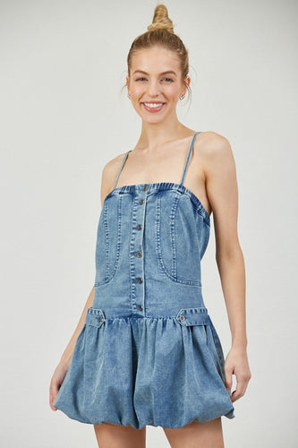 Nora Denim Bubble Mini Dress