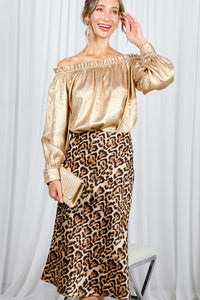 Tiana Leopard Printed Satin Skirt