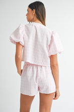 Load image into Gallery viewer, Eileen Plaid Bow Tied Blouse And Shorts Set