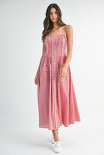 Load image into Gallery viewer, Gingham Plaid Ruffle Placket Midi Dress