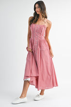 Load image into Gallery viewer, Gingham Plaid Ruffle Placket Midi Dress