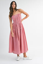 Load image into Gallery viewer, Gingham Plaid Ruffle Placket Midi Dress