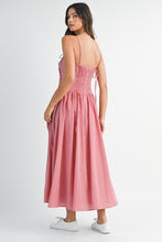 Load image into Gallery viewer, Gingham Plaid Ruffle Placket Midi Dress