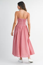 Load image into Gallery viewer, Gingham Plaid Ruffle Placket Midi Dress