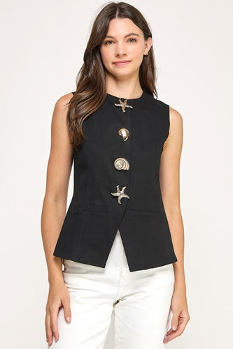 Odalys Metal Button Denim Shirt