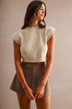 Load image into Gallery viewer, Mock Neck Pearl Embellished Sweater