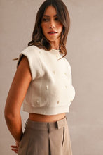Load image into Gallery viewer, Mock Neck Pearl Embellished Sweater