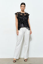 Load image into Gallery viewer, Pearl Rhinestone Embellished Lace Cutout Top