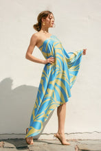 Load image into Gallery viewer, Burst Of Bliss One Shoulder Midi Dress