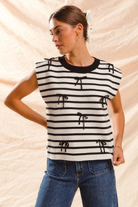 Ilia Bow Detail Striped Top