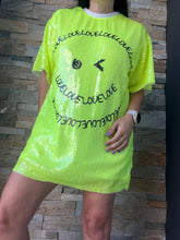 Load image into Gallery viewer, Happy Face Neon Sequin Tunic Top/Dress