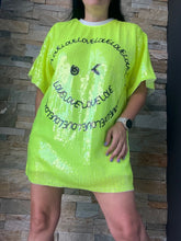 Load image into Gallery viewer, Happy Face Neon Sequin Tunic Top/Dress