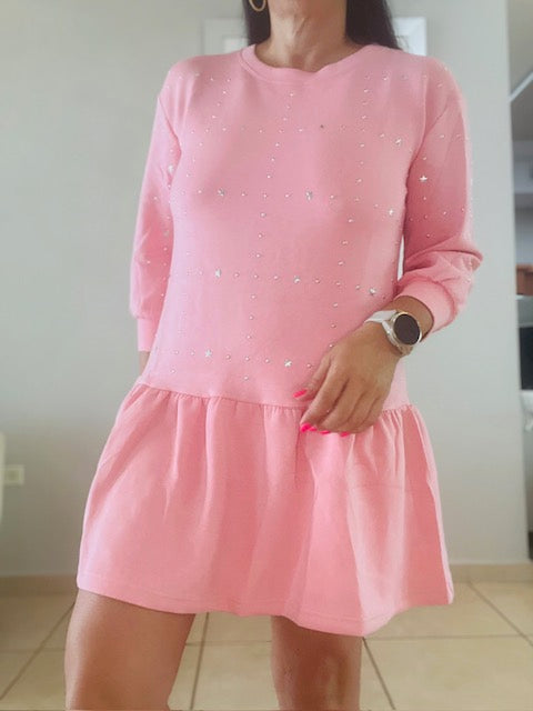 Star embellished frill hem dress