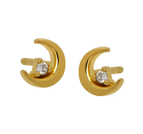 Stepha Moon Stud Earrings