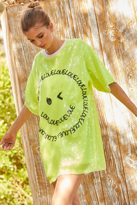 Happy Face Neon Sequin Tunic Top/Dress