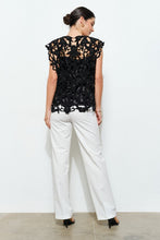 Load image into Gallery viewer, Pearl Rhinestone Embellished Lace Cutout Top